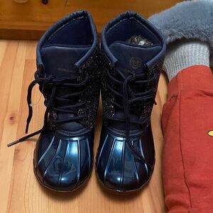Adrienne Shiny Navy Kids Boots